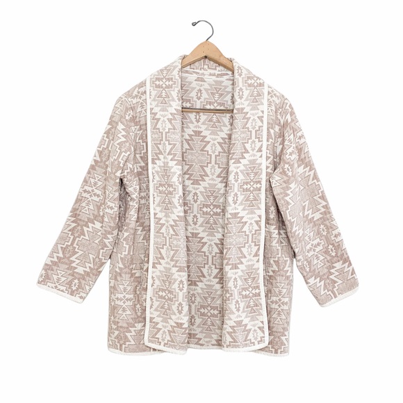 Vintage Jackets & Blazers - Vintage Neutral Cream Tan South Western Open Front Kimono Jacket